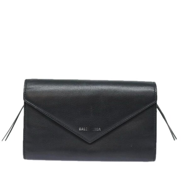 BALENCIAGA Paper Manny Long Wallet Leather Black Silver - Picture 11 of 15